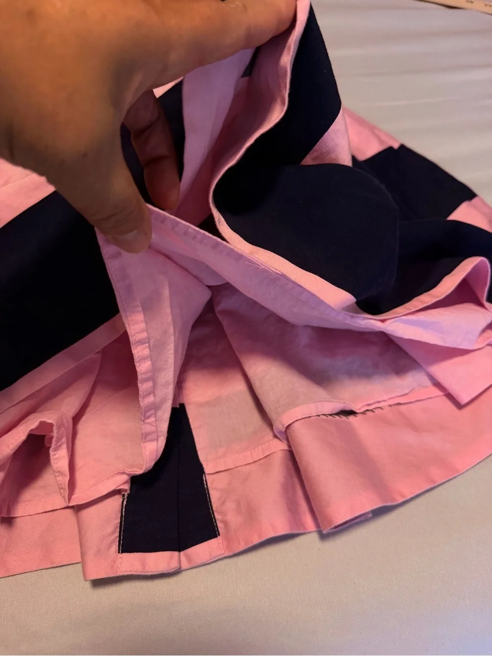 Ralph Lauren Pink and Navy Blue Striped Cotton Dress - Girls